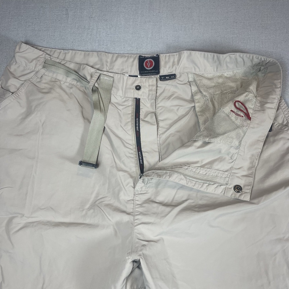 SCOTTeVEST Shorts Men's 40 Khaki TEC Belted Pockets Outdoors Nylon 7" Inseam - Picture 5 of 13